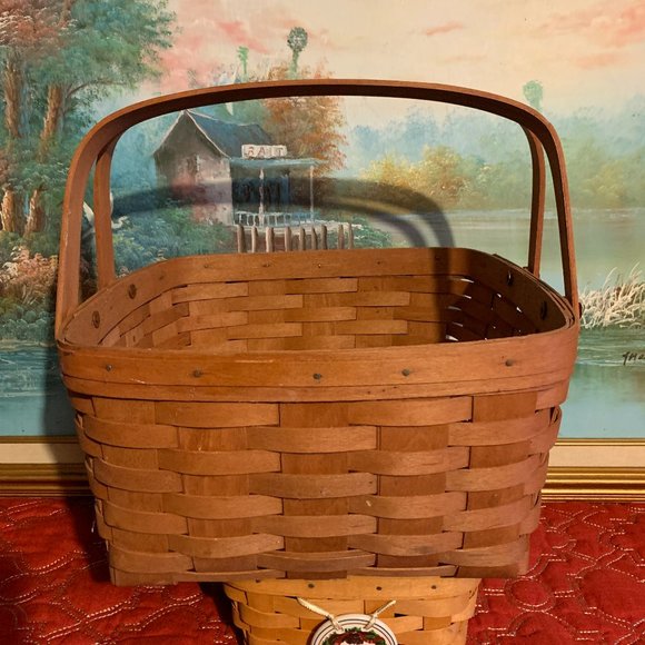 Bundle 𝅺2 Longaberger 1996 Handwoven Large/Small Square Baskets   12'' - Picture 3 of 16